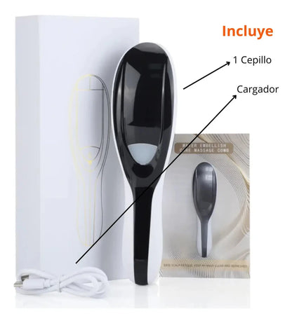 Cepillo Masajeador Capilar Eléctrico con Vapor  - Estimula Crecimiento | Luz Roja y Azul | Recargable | Hombres y Mujeres | Fototerapia + Vibración 10,000rpm |
