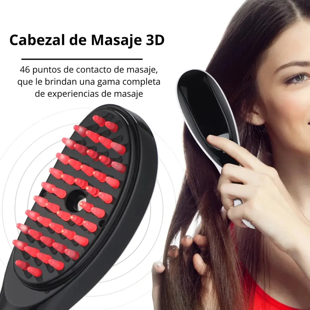 Cepillo Masajeador Capilar Eléctrico con Vapor  - Estimula Crecimiento | Luz Roja y Azul | Recargable | Hombres y Mujeres | Fototerapia + Vibración 10,000rpm |