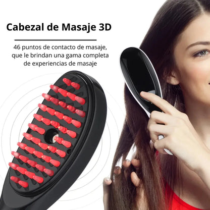 Cepillo Masajeador Capilar Eléctrico con Vapor  - Estimula Crecimiento | Luz Roja y Azul | Recargable | Hombres y Mujeres | Fototerapia + Vibración 10,000rpm |